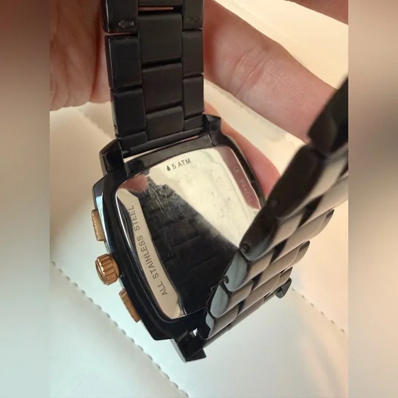 Fossil Watch Chronograph Stainless Steel Rose Gold Tone Black - Picture 8 of 15